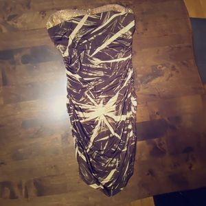 Dark Brown w/ Gold Shimmer Strapless Dress